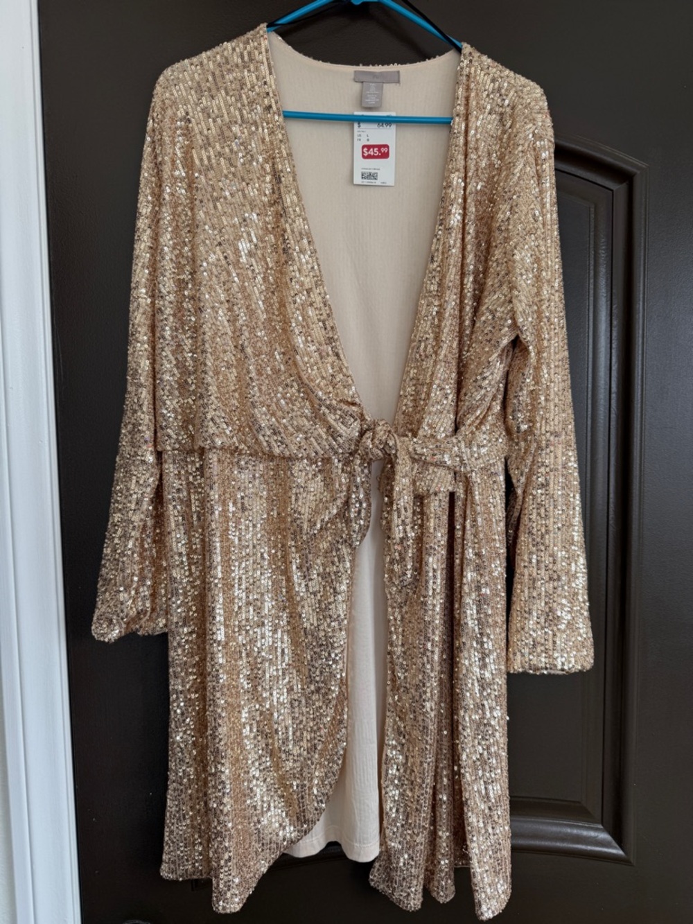 NWT Gold Sequin wrap dress